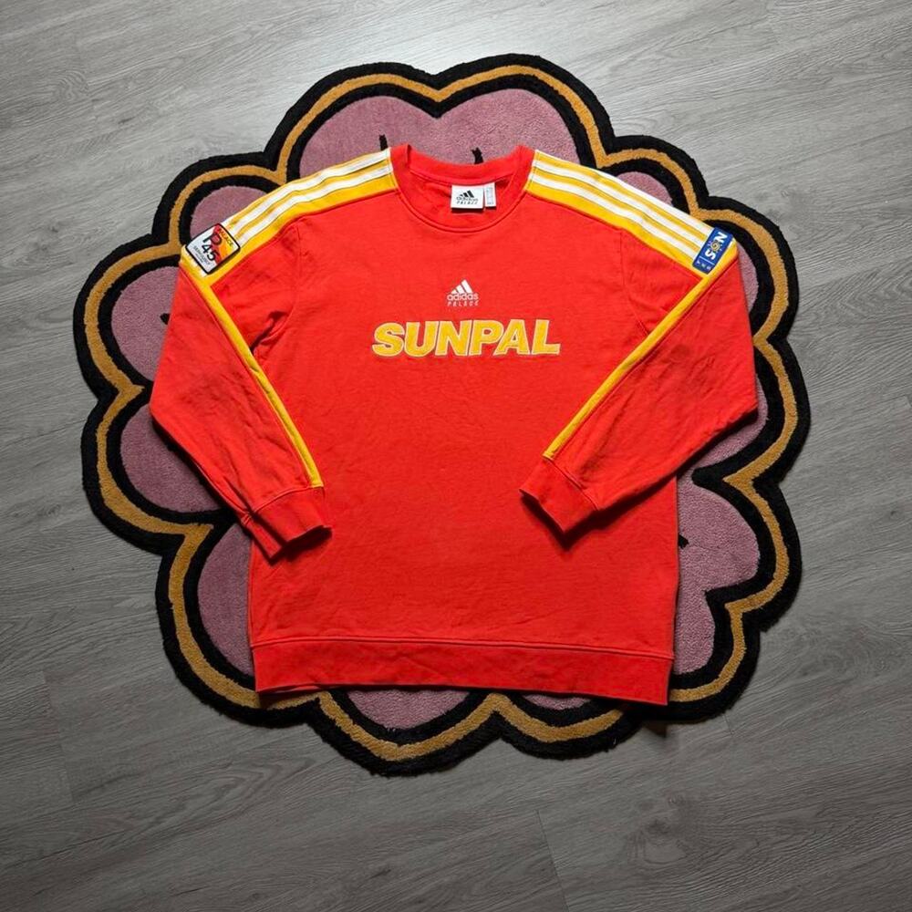Palace x Adidas Sunpal Embroidered Logo Crewneck Sweatshirt Size Large Orange